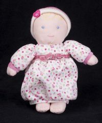 Carters Girl Doll Pink Floral Dress Plush Lovey Rattle